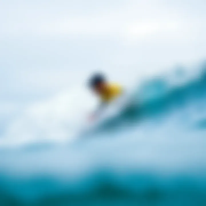 Surfer in ocean wearing shark deterrent wetsuit