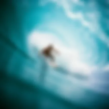 Close-up of a surfer riding a wave in a controlled environment