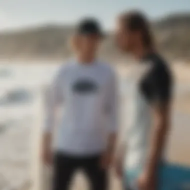 Surfers wearing Vision Street Wear apparel on the beach