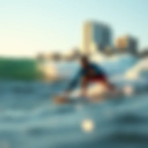 Surfing the River Waves in Austin A surfer riding a wave in the river at Austin