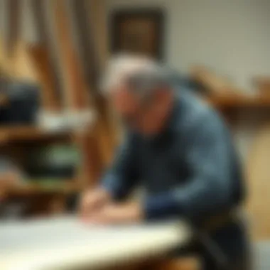 A local surfboard shaper crafting a board in a workshop