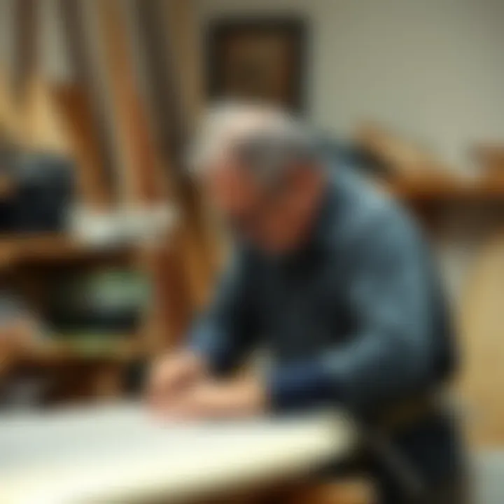 A local surfboard shaper crafting a board in a workshop