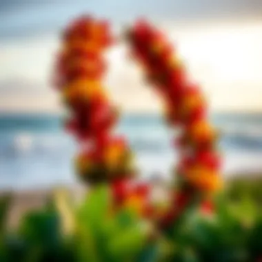 Symbolic arrangement of flower leis representing aloha spirit