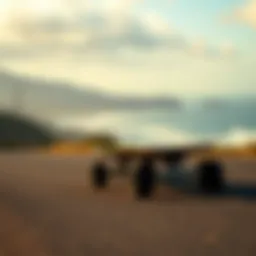 A longboard gliding smoothly on a scenic coastal road