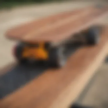 Close-up of longboard construction materials