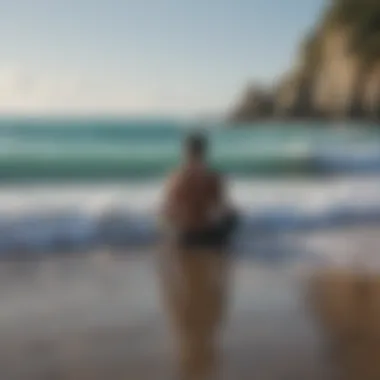 A person meditating peacefully by the ocean