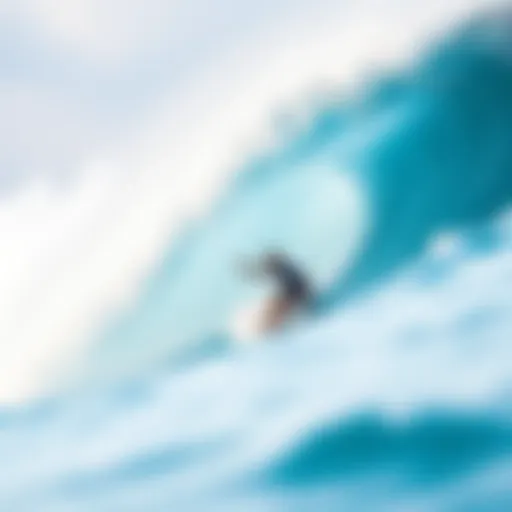 Mastering the Art of Wave Navigation Surfer navigating through a large wave