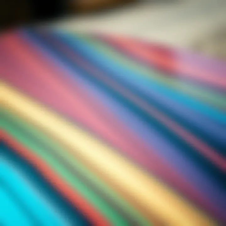 Close-up view of a soft longboard showcasing its textured surface and vibrant colors
