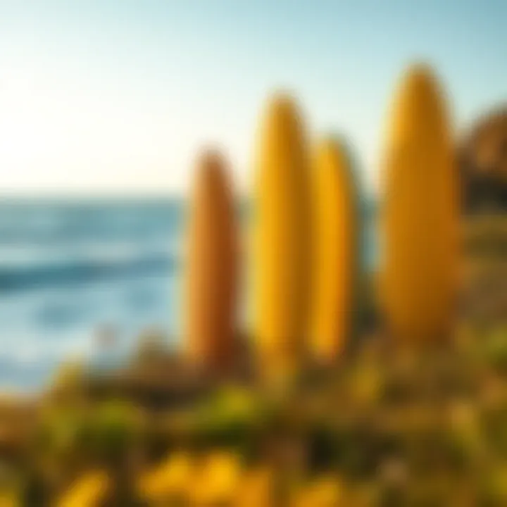 Eco-Friendly Surfboards in Nature Eco-friendly foam surfboards in natural setting