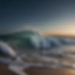 Calm ocean waves lapping against the shore under a moonlit sky