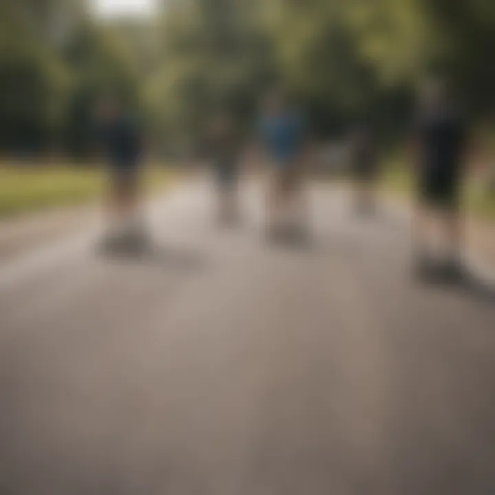 Group of enthusiasts participating in a longboarding event