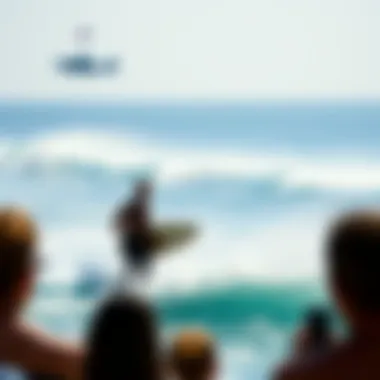 A breathtaking view of a surf competition featuring Laird Hamilton