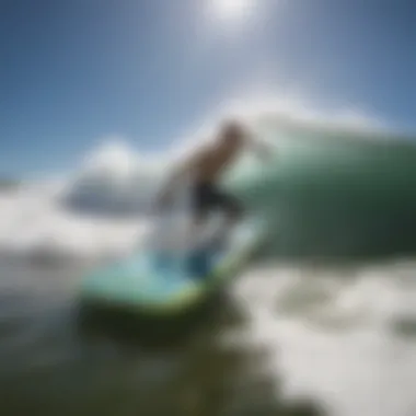 Artistic depiction of a boogie board in a wave