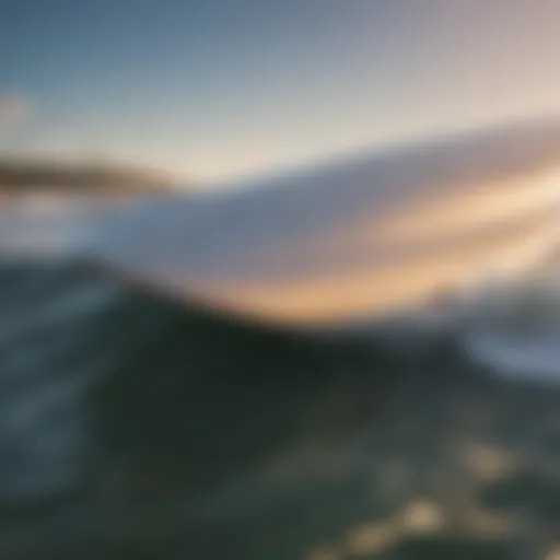 Close-up view of a high-performance surfboard showcasing advanced design features