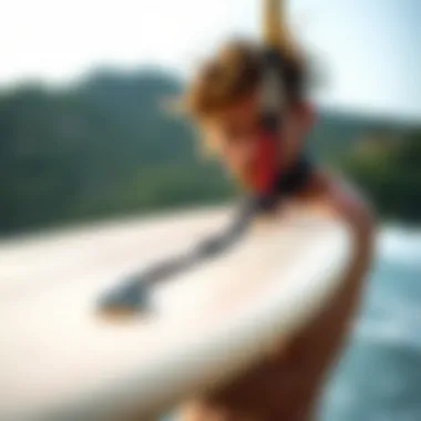 Installation of surfboard bungee straps