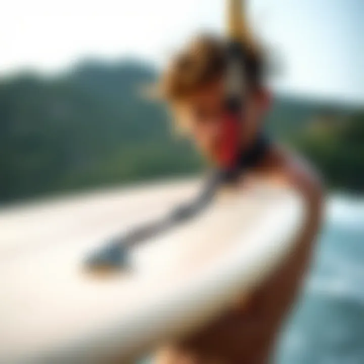 Installation of surfboard bungee straps