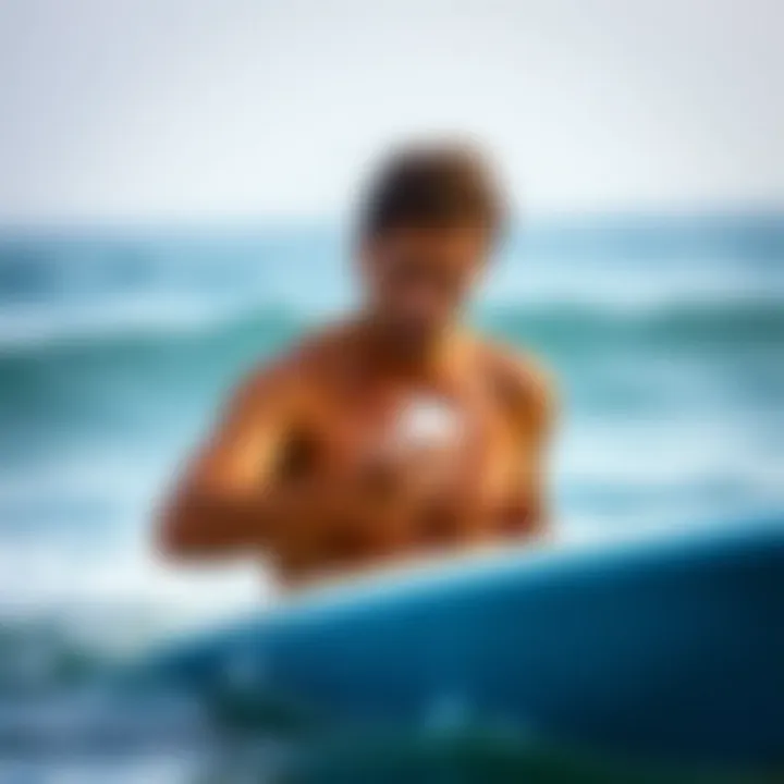 Skin Protection for Surfers Surfer applying sunscreen with zinc oxide
