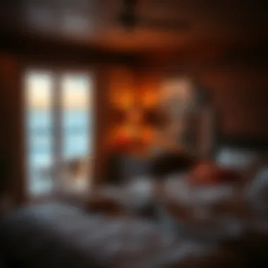 Cozy bedroom ambiance created with ocean sounds