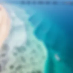 A breathtaking aerial view of a pristine Maldivian surf break