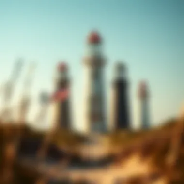 An artistic representation of a lighthouse with various technological advancements illustrated