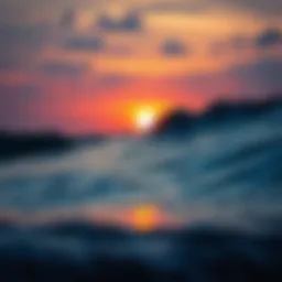 Calm ocean waves at sunset