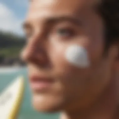 Close-up of Tropic Surf sunscreen application on skin