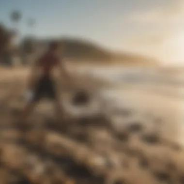 Community clean-up event on a beach