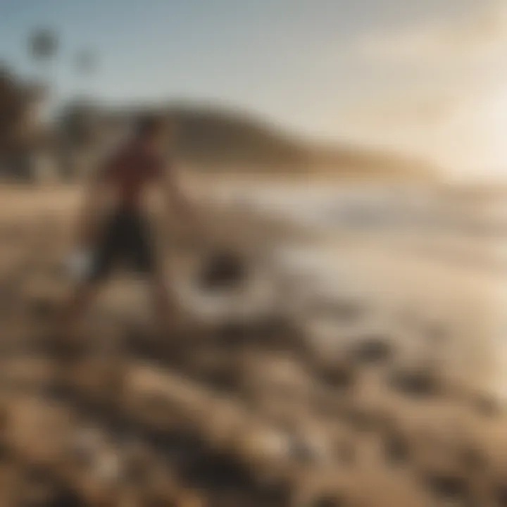 Community clean-up event on a beach