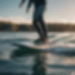 A sleek electric foil board gliding over the water's surface