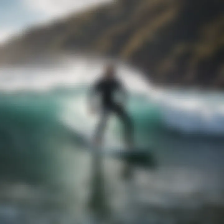 A surfer enjoying the ride on an electric foil board