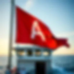 International Code Flag Alpha displayed on a vessel