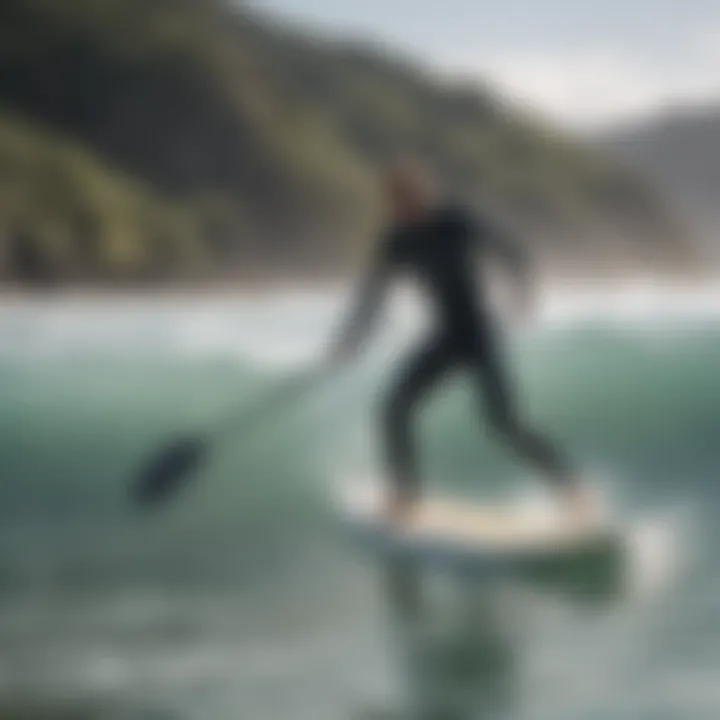 Surfer adapting to different surf conditions using paddle trainer