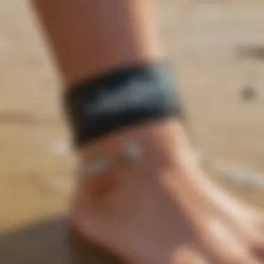 Close-up view of a shark deterrent ankle band showcasing its innovative design.