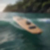 Electric surfboard on water showcasing its sleek design