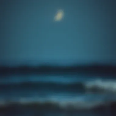 The waxing crescent moon over a serene ocean
