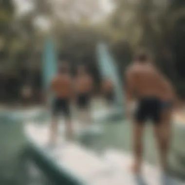 Group training session using surfboard simulators in a community setting