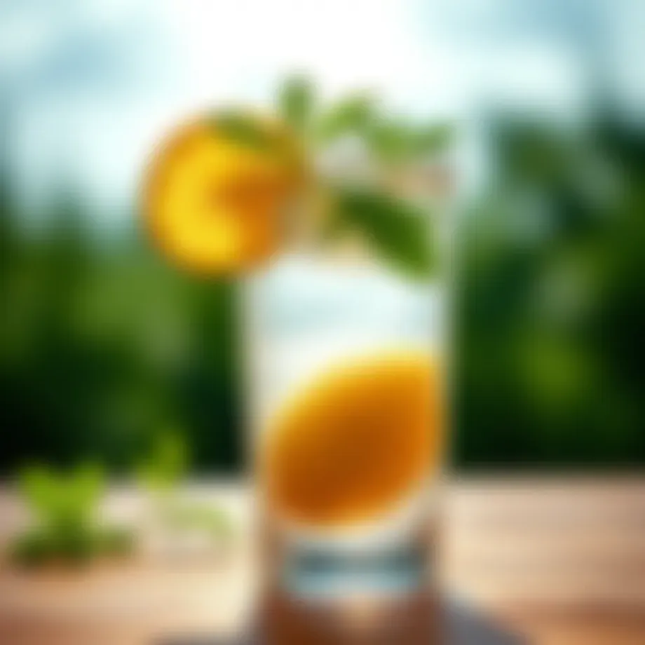 Refreshing glass of water with lemon and mint