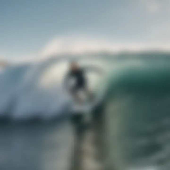 Surfer riding a wave under optimal wind conditions