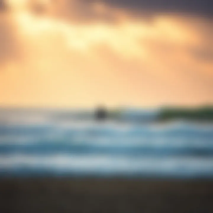 Surfing Safety: Awareness on the Shoreline A scenic beach view emphasizing safety measures for surfers
