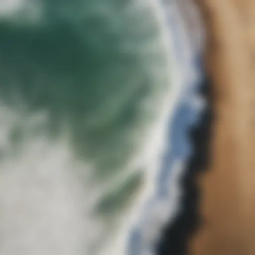 Aerial view of waves crashing on a beach