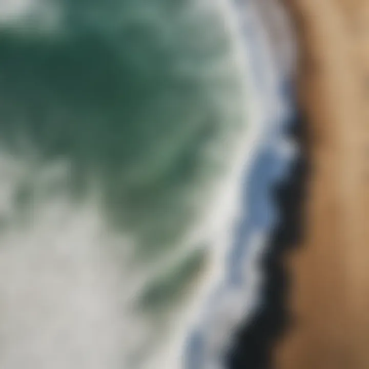 Aerial view of waves crashing on a beach