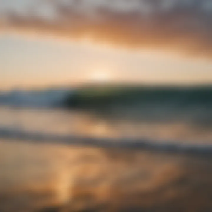 Sunset view of surfers enjoying the waves