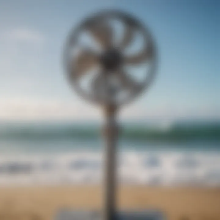 Anemometer measuring wind speed at a surf spot