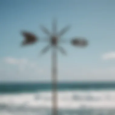 Wind vane indicating wind direction near the ocean