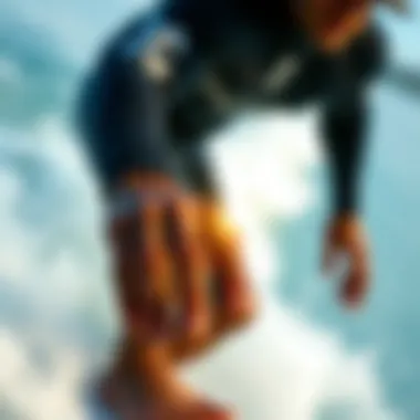 Impact of Skin Texture on Surfing Performance Surfer demonstrating performance with wrinkled fingertips