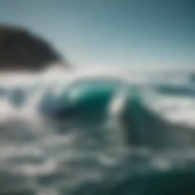 An aerial view of surfers riding waves, capturing the essence of the sport