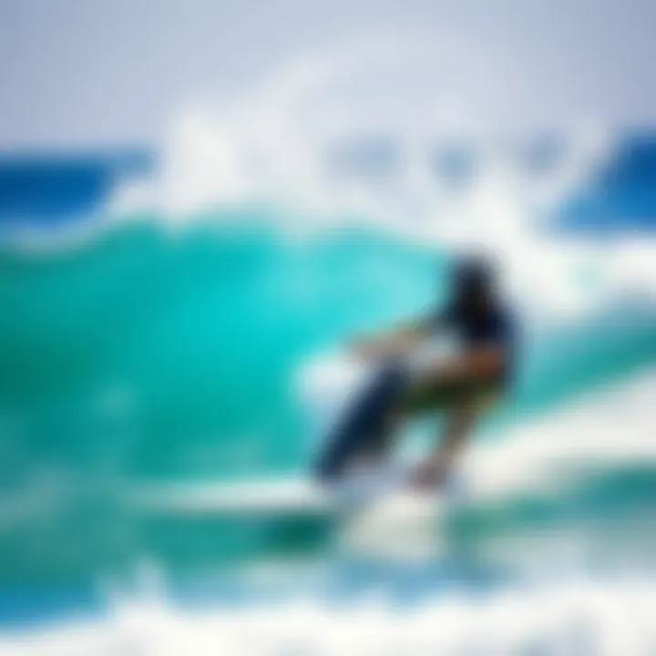 The New Wave of Surfing Culture A vibrant surf scene highlighting motorized surfboards