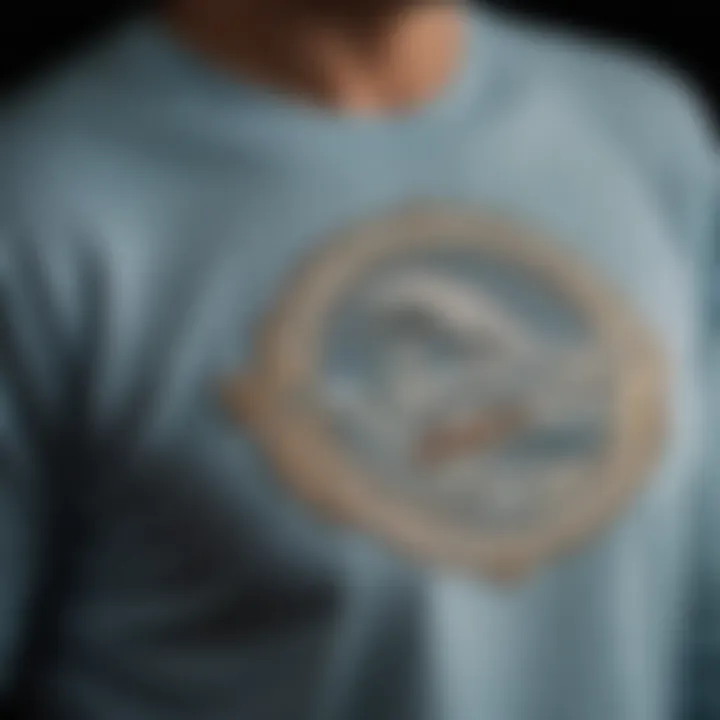A close-up of the intricate craftsmanship in a vintage surf t-shirt