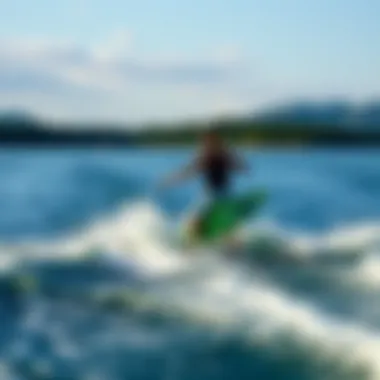 A serene lake environment promoting the culture of wake surfing
