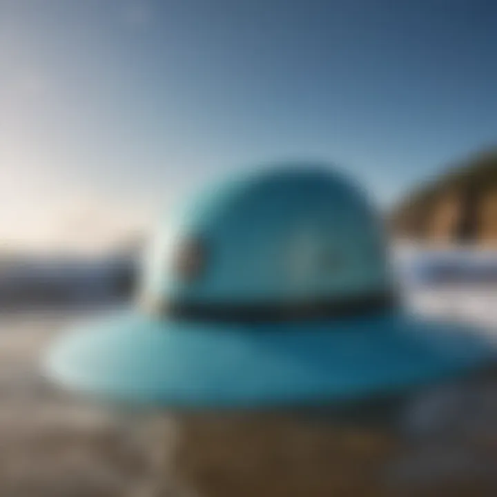 Close-up of waterproof surf hat materials